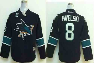 Sharks #8 Joe Pavelski Black Stitched Youth NHL Jersey