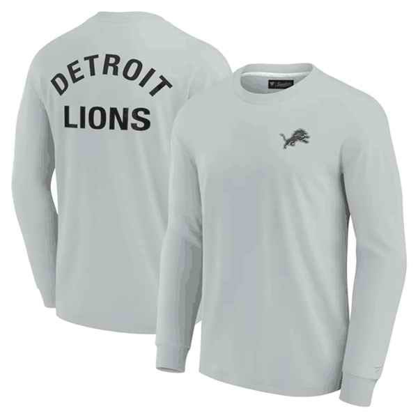 Men's Detroit Lions Grey Signature Unisex Super Soft Long Sleeve T-Shirt