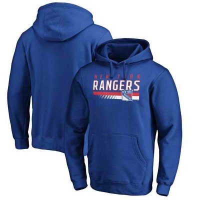 Men's New York Rangers Royal Staggered Stripe Pullover Hoodie