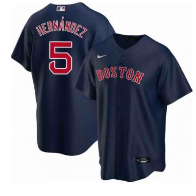 Men's Boston Red Sox #5 Kik' Hern'ndez Navy Cool Base Stitched Baseball Jersey