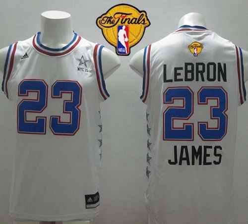 Cavaliers #23 LeBron James White 2015 All Star The Finals Patch Stitched NBA Jersey