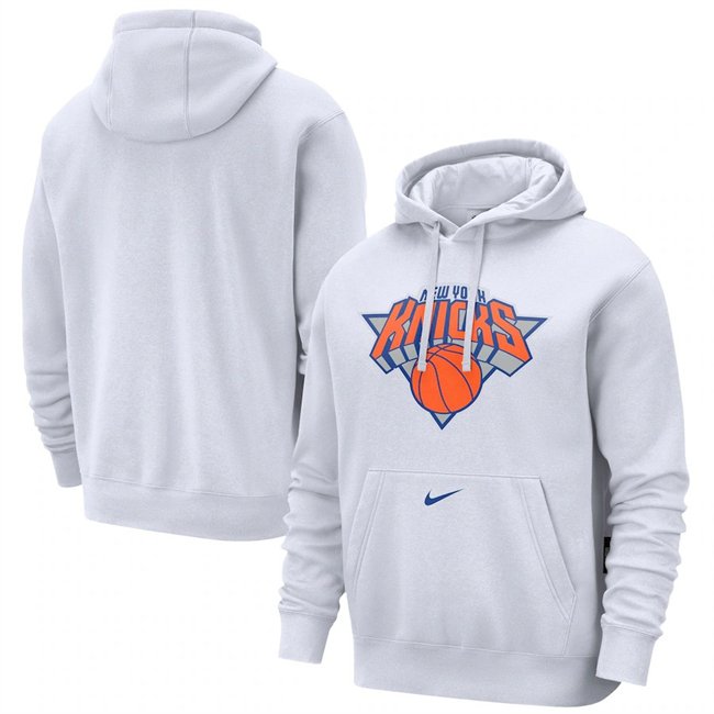 Men's New York Knicks White 2024/25 City Edition Essential Club Pullover Hoodie