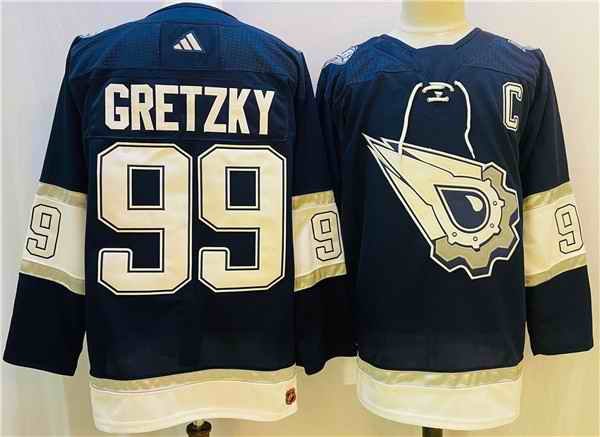 Men's Edmonton Oilers #99 Wayne Gretzky Navy/White  Stitched Jersey