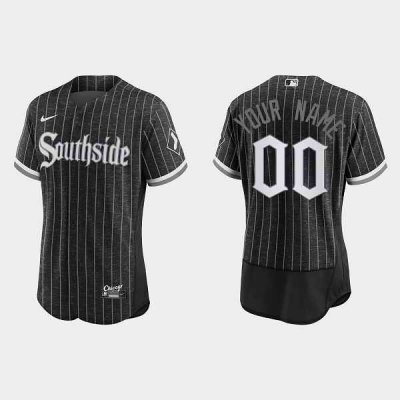 Men's Chicago White Sox Customized Black 2021 City Connect Flex Base Stitched MLB Jersey