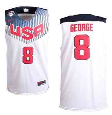 Nike 2014 Team USA #8 Paul George White Stitched NBA Jersey