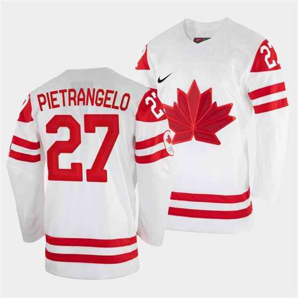 Men's Canada Hockey #27 Alex Pietrangelo 2022 Beijing Winter Olympic White Stitched Jersey