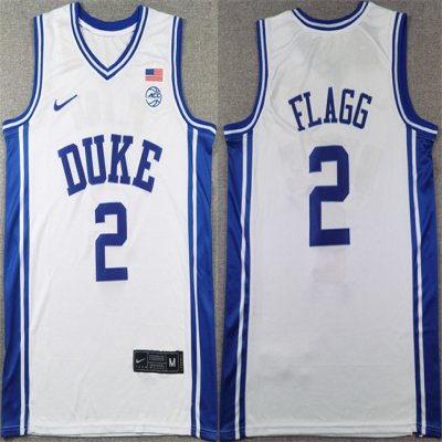 Men's Duke Blue Devils #2 Cooper Flagg White Stitched Basketball Jersey