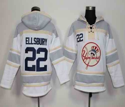 Yankees #22 Jacoby Ellsbury White Sawyer Hooded Sweatshirt MLB Hoodie