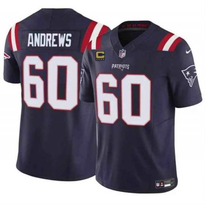 Men's New England Patriots #60 David Andrews Navy 2024 F.U.S.E. With 4-Star C Patch Vapor Limited Stitched Football Jersey