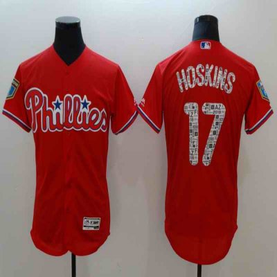 Men's Philadelphia Phillies #17 Rhys Hoskins Red 2018 Spring Training Flexbase  Stitched MLB Jersey