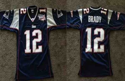 Men's New England Patriots #12 Tom Brady Navy Super Bowl XXXVI patch Limited Football Stitched Jersey