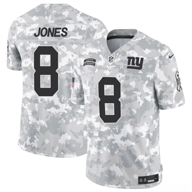 Men's New York Giants #8 Daniel Jones 2024 F.U.S.E Arctic Camo Salute to Service Limited Stitched Football Jersey