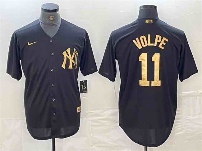 Men's New York Yankees #11 Anthony Volpe Black Cool Base Stitched Baseball Jersey