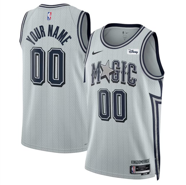 Men's Orlando Magic Active Player Custom Silver 2024/25 City Edition Stitched Basketball Jersey