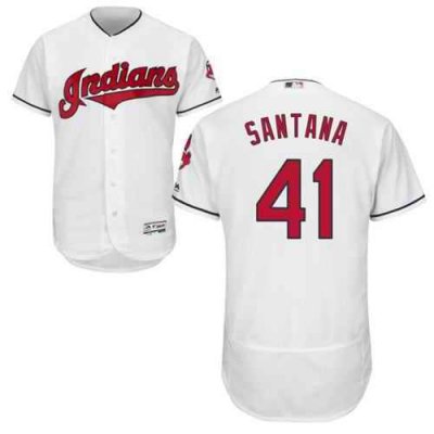 Indians #41 Carlos Santana White Flexbase Authentic Collection Stitched MLB Jersey