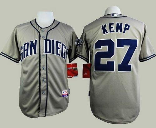 Padres #27 Matt Kemp Grey Cool Base Stitched MLB Jersey