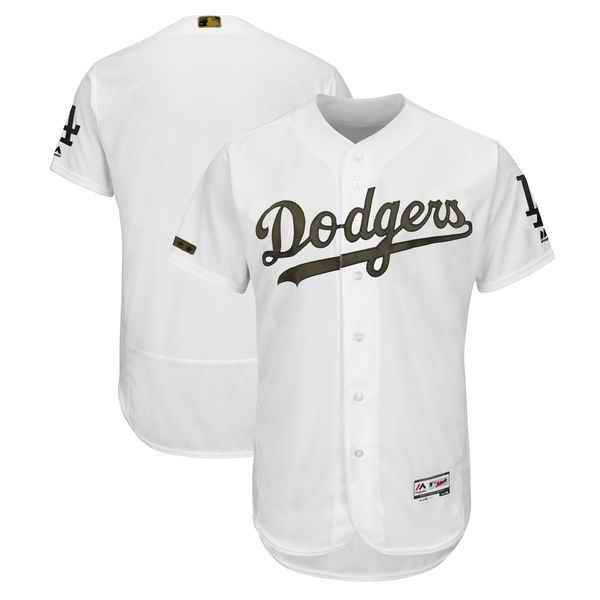 Men's Los Angeles Dodgers  Blank White 2018 Memorial Day Flexbase Stitched MLB Jersey