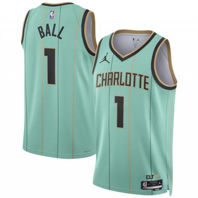 Men's Charlotte Hornets #1 LaMelo Ball Mint 2024/25 City Edition Stitched Basketball Jersey