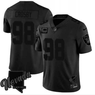 Men's Las Vegas Raiders #98 Maxx Crosby Balck 3-Star C patch Vapor Untouchable Stitched Football Jersey