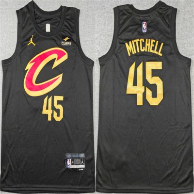 Men's Cleveland Cavaliers #45 Donovan Mitchell Black Statement Edition Stitched Jersey