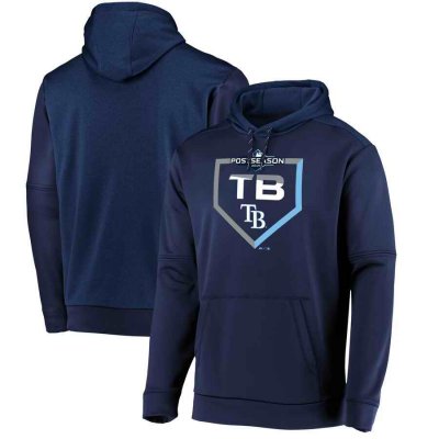 Men's Tampa Bay Rays Majestic Navy 2019 Postseason Dugout Pullover Hoodie