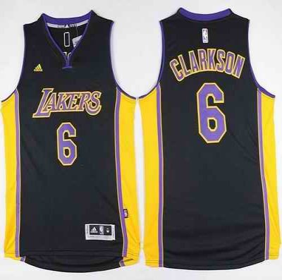 Lakers #6 Jordan Clarkson Black(Purple NO.) Stitched NBA Jersey