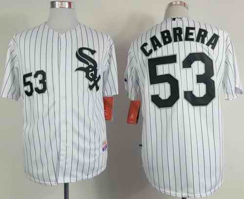 White Sox #53 Melky Cabrera White Black Strip Stitched MLB Jersey