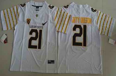 Ducks #21 Mighty Oregon White Webfoots 100th Rose Bowl Game Elite Stitched NCAA Jersey