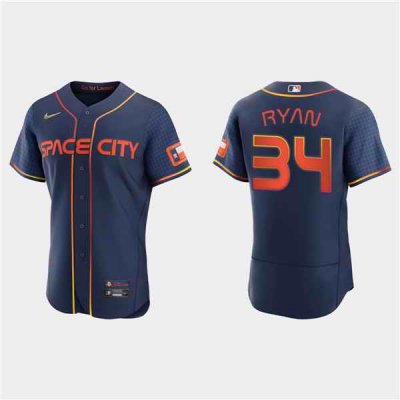 Men's Houston Astros #34 Nolan Ryan 2022 Navy City Connect Flex Base Stitched Baseball Jersey