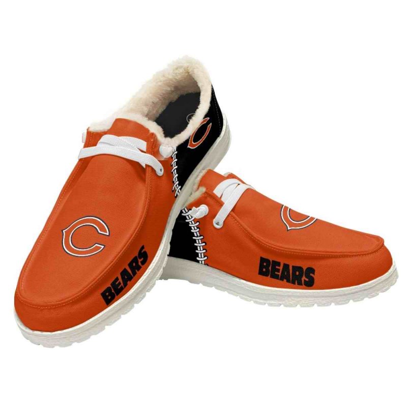 Men's Chicago Bears Loafers Lace Up Fuzzy Lined Shoes 002 (Pls check description for details)