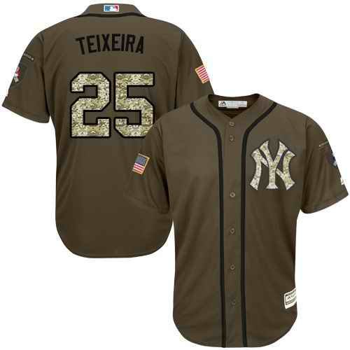 Yankees #25 Mark Teixeira Green Salute to Service Stitched MLB Jersey