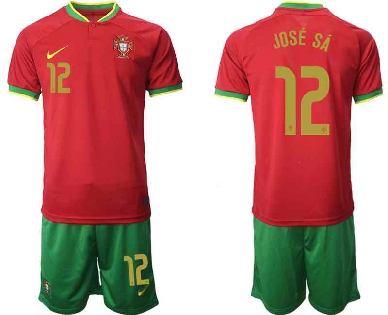 Men's Portugal #12 Jos' S' Red Home Soccer Jersey Suit