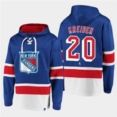 Men's New York Rangers #20 Chris Kreider Royal All Stitched Sweatshirt Hoodie