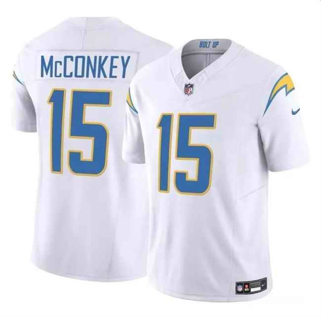 Youth Los Angeles Chargers #15 Ladd McConkey White 2024 Draft F.U.S.E Vapor Limited Stitched Football Jersey