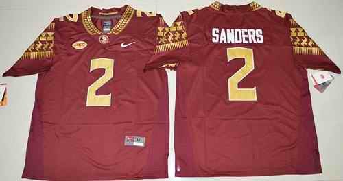 Seminoles #2 Deion Sanders Red Limited Stitched NCAA Limited Jersey