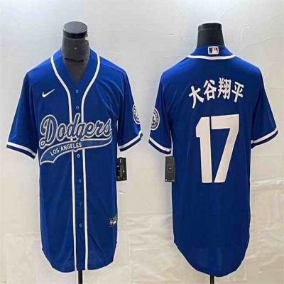 Men's Los Angeles Dodgers #17 ''?? Blue Cool Base With Patch Stitched Baseball Jersey