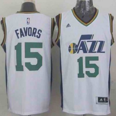 Revolution 30 Jazz #15 Derrick Favors White Stitched NBA Jersey