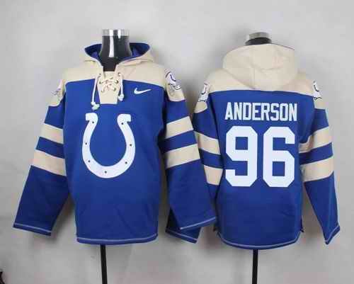 Nike Colts #96 Henry Anderson Royal Blue Player Pullover NFL Hoodie