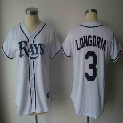 Rays #3 Evan Longoria White Women's Fashion Stitched MLB Jersey