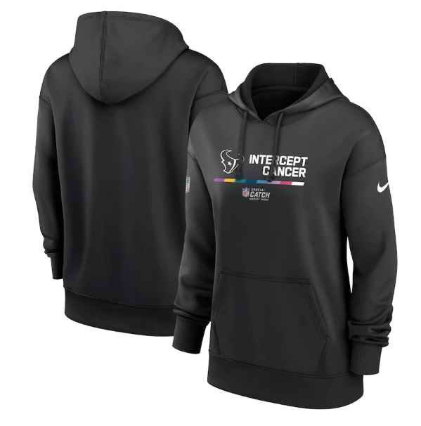 Women's Houston Texans 2022 Black NFL Crucial Catch Therma Performance Pullover Hoodie(Run Small)