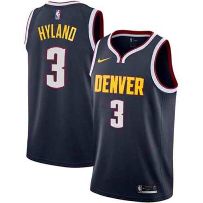 Men's Denver Nuggets #3 Nah'Shon Hyland Navy Icon Edition Stitched Jersey