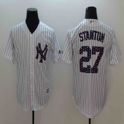 Men's MLB New York Yankees #27 Giancarlo Stanton White 2018 Stars & Stripes Cool Base Jersey