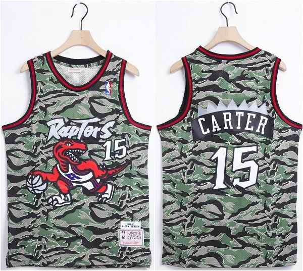 Men's Toronto Raptors #15 Vince Carter Woodland Camo Swingman Throwback Stitched Jersey