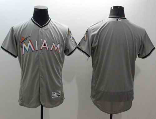 marlins Blank Grey Flexbase Authentic Collection Stitched MLB Jersey