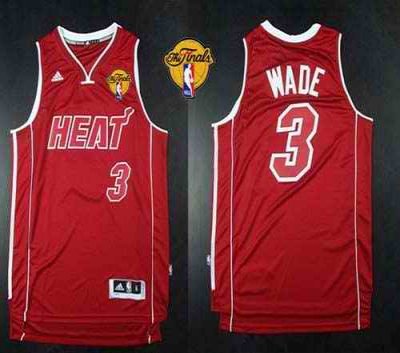 Heat #3 Dwyane Wade Red Pride Swingman Finals Patch Stitched NBA Jersey