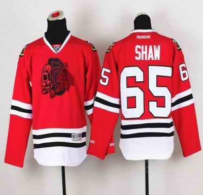 Blackhawks #65 Andrew Shaw Red(Red Skull) Stitched Youth NHL Jersey