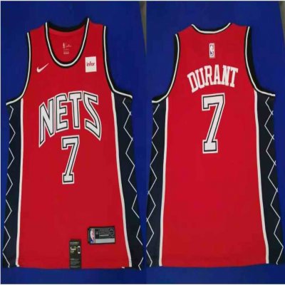 Men's Brooklyn Nets #7 Kevin Durant Red Throwback Stitched NBA Jersey