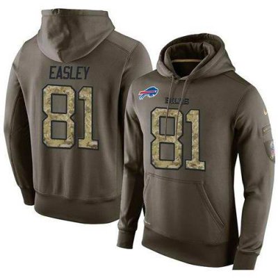 Men's Buffalo Bills Customized Green Olive Salute To Service KO Performance NFL Hoodie