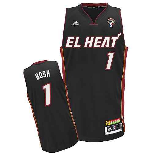 Latin Nights Heat #1 Chris Bosh Black Stitched NBA Jersey