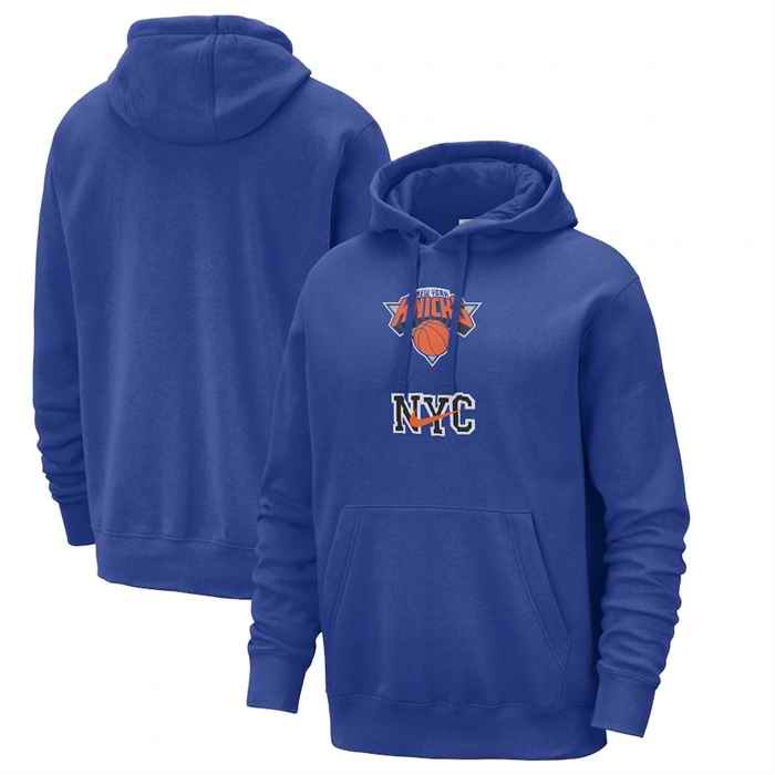 Men's New York Knicks Blue 2023/24 City Edition Essential Club Pullover Hoodie